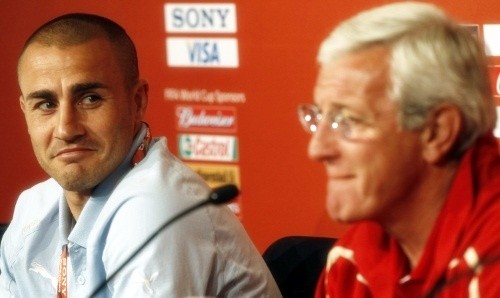 Fabio Cannavaro and Marcello Lippi at the press conference