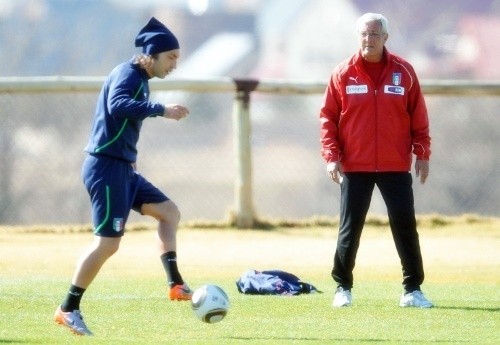 Andrea Pirlo under the watchful eye of Marcello Lippi. Could Pirlo provide the missing link from the bench?