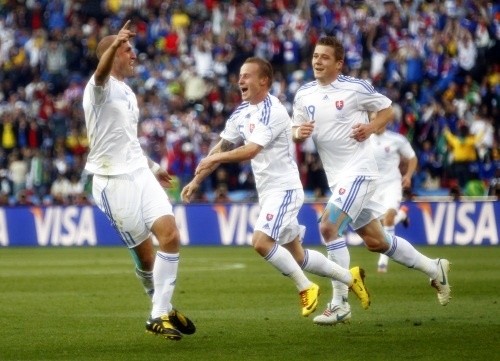 vittek-celebrates-goal Robert Vittek scored a brace for Slovakia