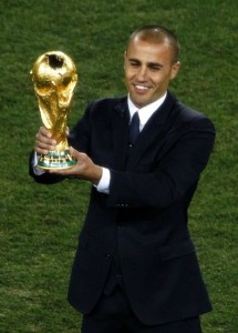 Fabio Cannavaro presented the World Cup trophy before the game