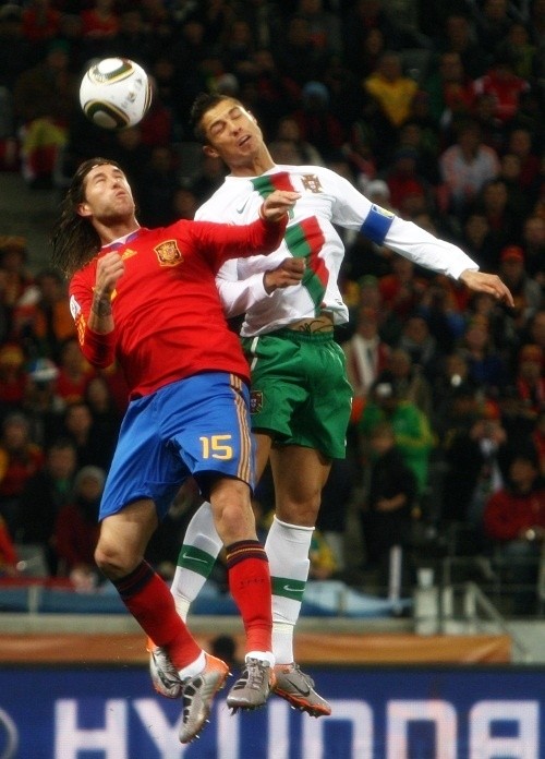 Cristiano Ronaldo in action against his Real Madrid teammate, Sergio Ramos