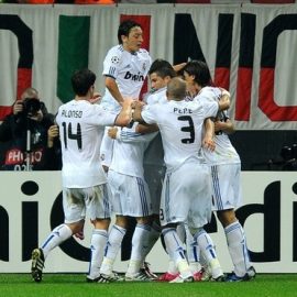 Pedro Leon equalises for Real Madrid in Milan