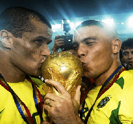 Brazil Players with the World Cup