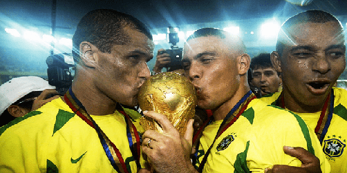 Brazil Players with the World Cup