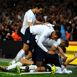 England celebrate vs Poland