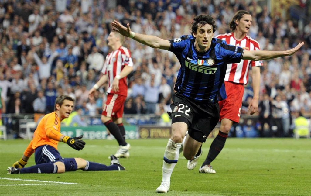 Diego Milito's celebration in the 2010 UCL Final