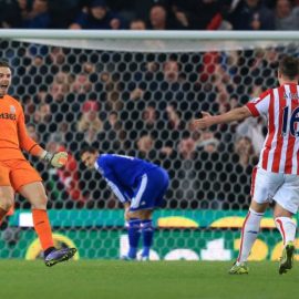 Jack Butland and Stoke celebrating