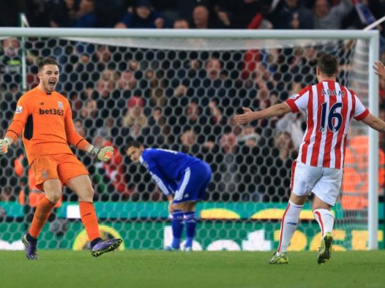 Jack Butland and Stoke celebrating