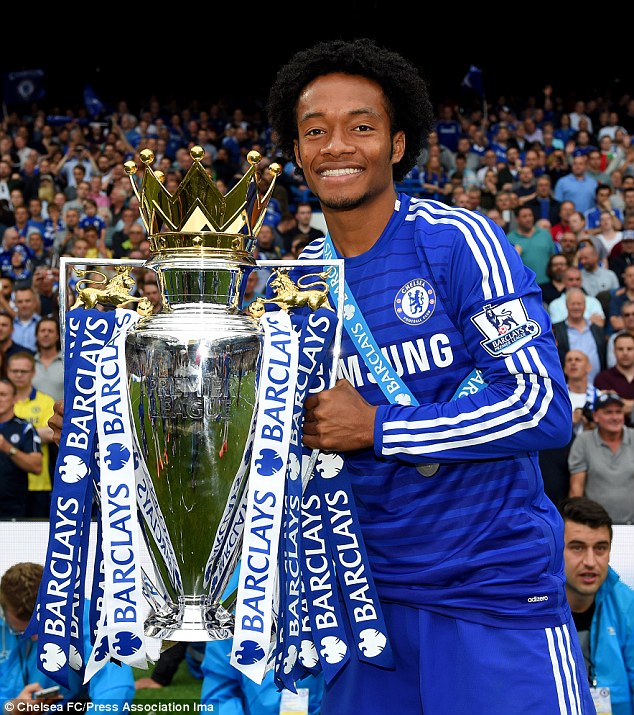 Juan Cuadrado Premier League trophy
