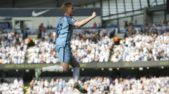 kevin-de-bruyne celebrates his goal against bournemouth