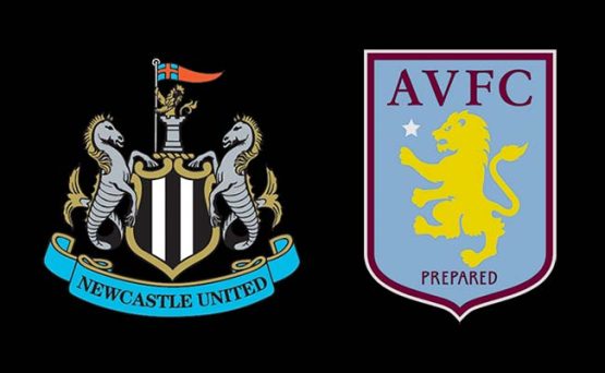 Newcastle United v Aston Villa Crests Black Background