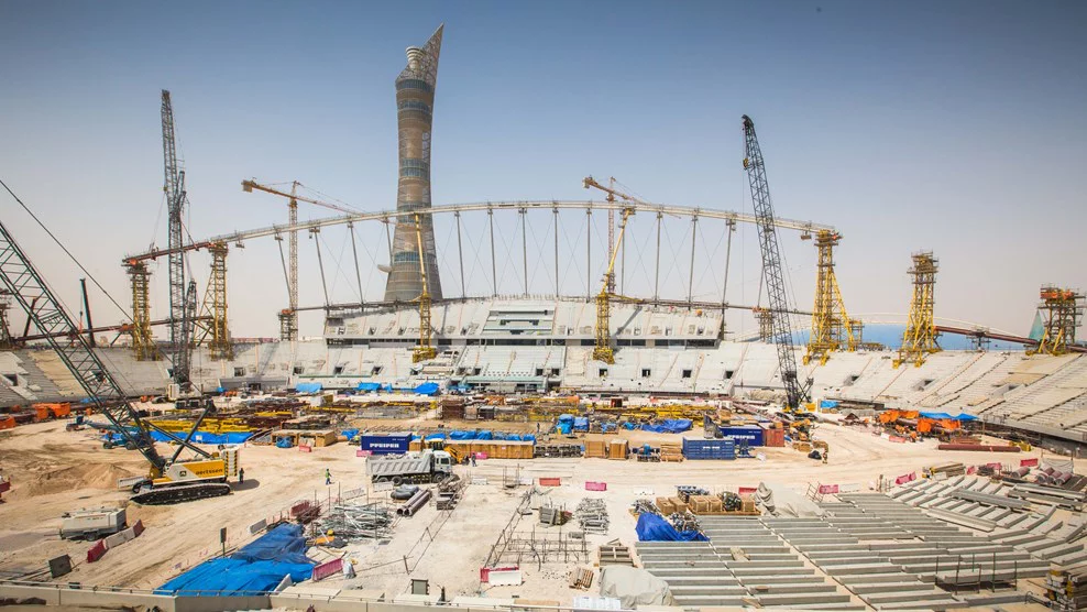 World Cup stadiums are under construction in Qatar.