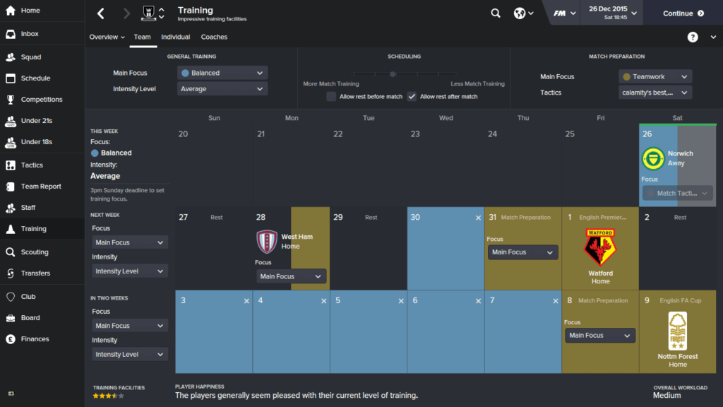 Football Manager: Pre-season training guide