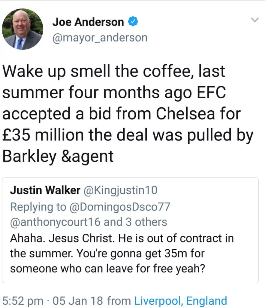 Barkley deal upsets Mayor of Liverpool, calls for FA investigation