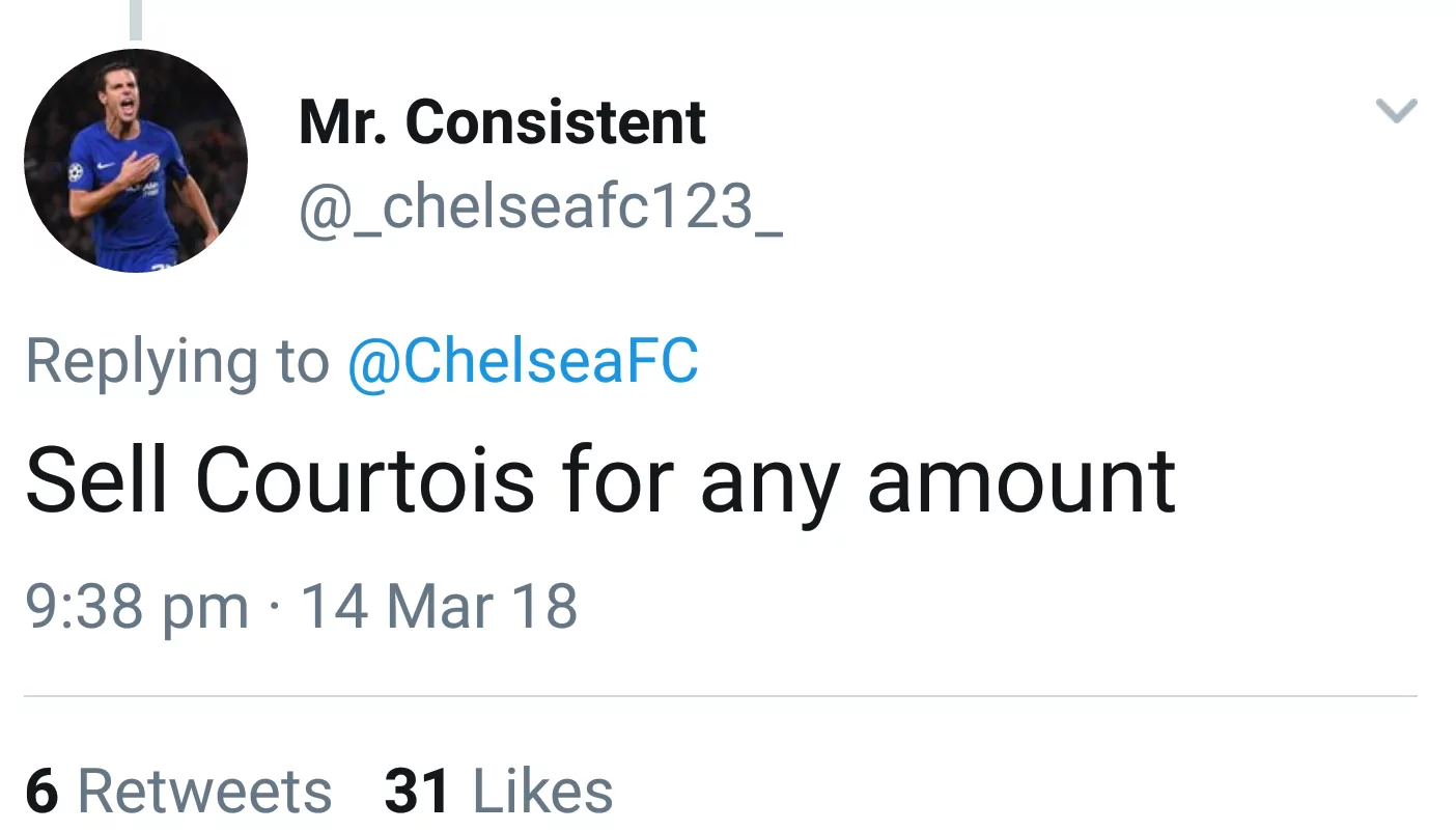 Chelsea fans reaction: Unforgiving response to Thibaut Courtois errors