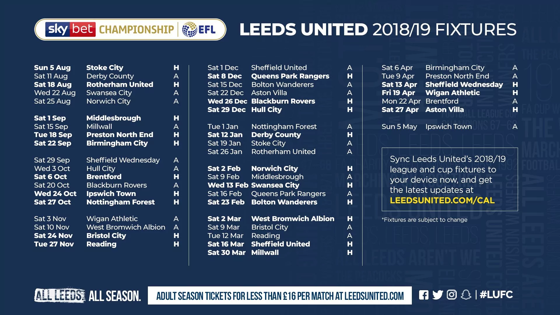 Leeds United fans react to their 2018/19 Championship fixtures