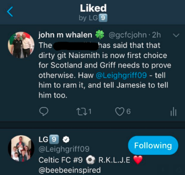 Griffiths likes derogatory tweet; McFadden slams Celtic star