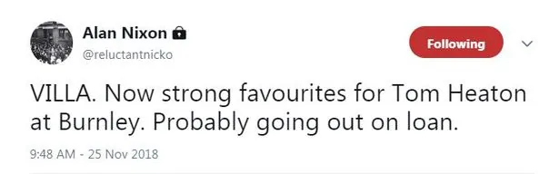 Aston Villa fans react to the potential signing of Tom Heaton