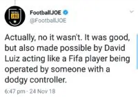 Chelsea fans reaction to David Luiz performance against Tottenham