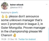 Wednesday fans react to managerial change