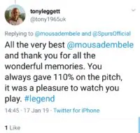 Fans and team-mates react as Mousa Dembele says goodbye to Tottenham