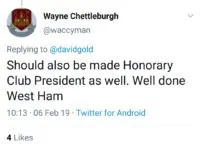 West Ham fans happy as Billy Bonds receives accolade