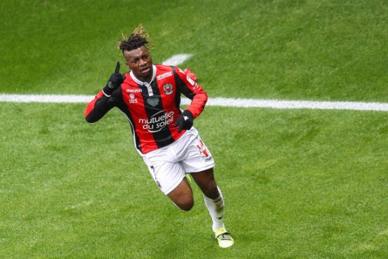 nices-french-midfielder-allan-saintmaximin-celebrates-opening-the-picture-id933540682