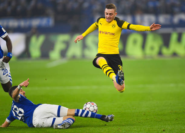 dortmunds-danish-forward-jacob-bruun-larsen-and-schalkes-german-picture-id1069812646