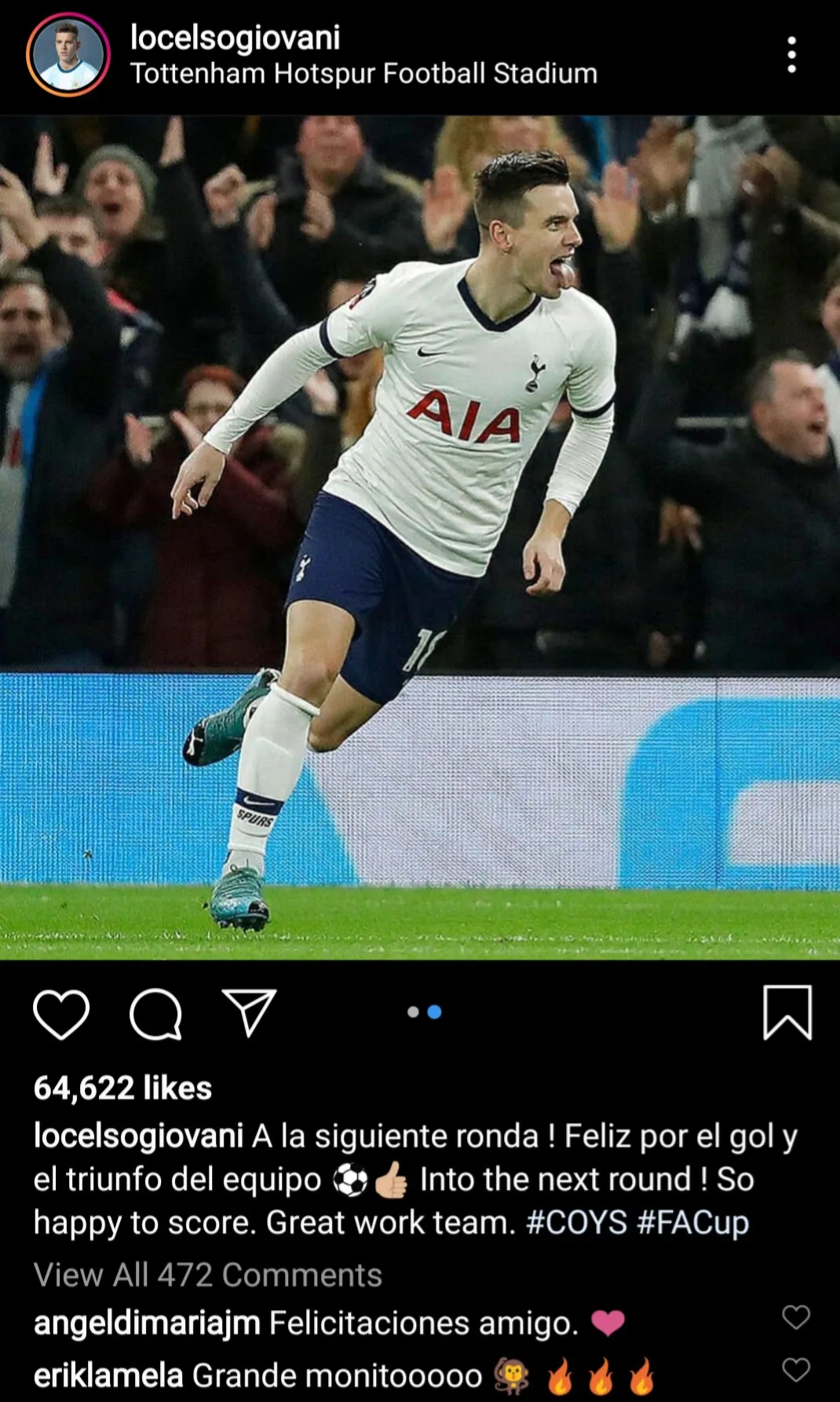 Gary Lineker reacts to Tottenham Hotspur's FA Cup win against Middlesbrough as Angel Di Maria sends message to Giovani Lo Celso