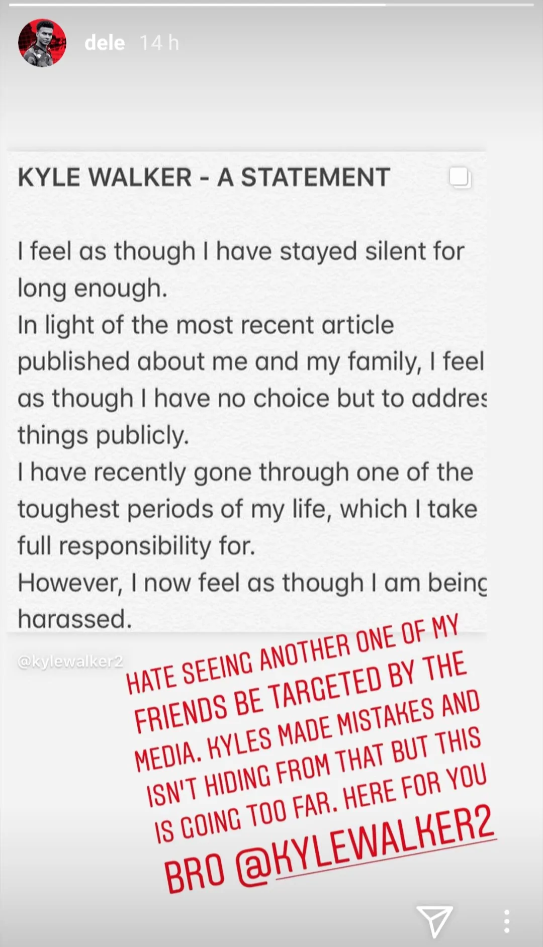 Tottenham Hotspur's Dele Alli sends message to Kyle Walker as Manchester City star defends himself after breaking lockdown to visit family