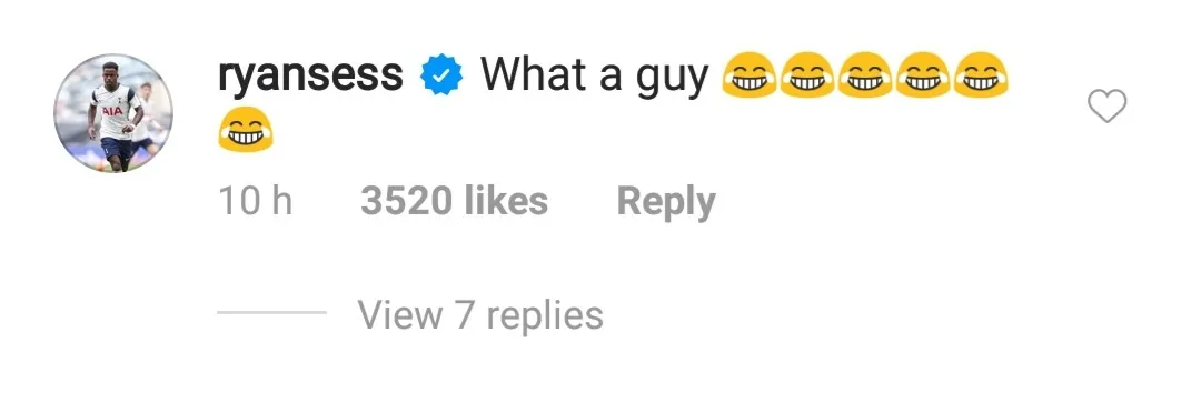 Ryan Sessegnon reacts as Tottenham Hotspur teammate Eric Dier snaps MOTM award in restroom