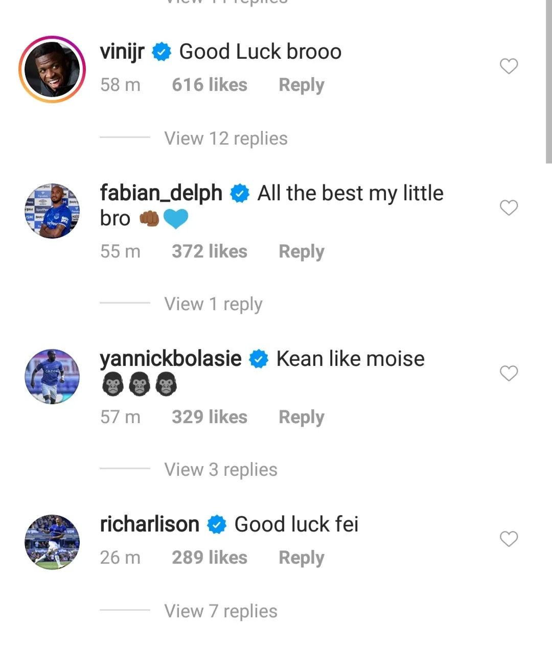 Neymar and Richarlison react as Moise Kean joins PSG on loan