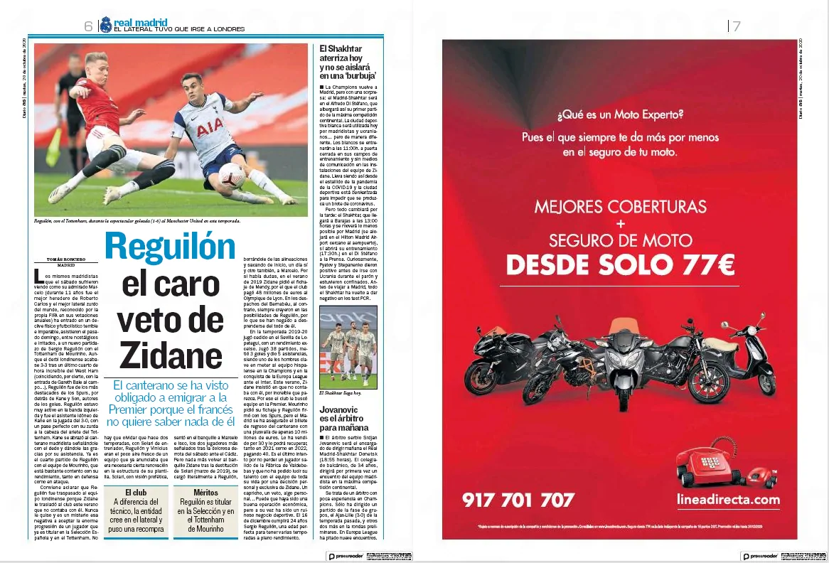 Tottenham's Sergio Reguilon linked with Real Madrid return