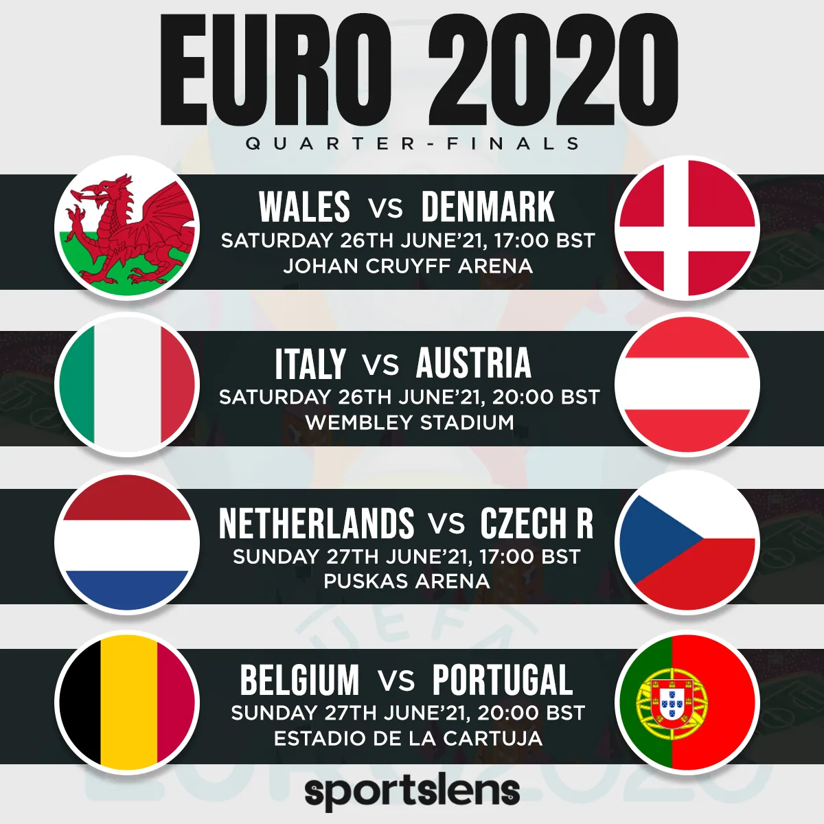 Euro2020 26th to 27th June Euro2020 26th to 27th June