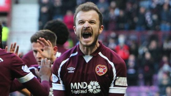 Ellis Simms of Hearts Celebrating