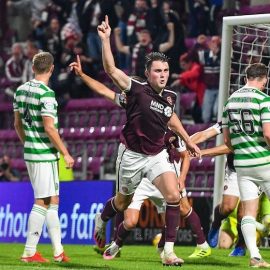 John Souttar Celebrates Scoring Against Celtic