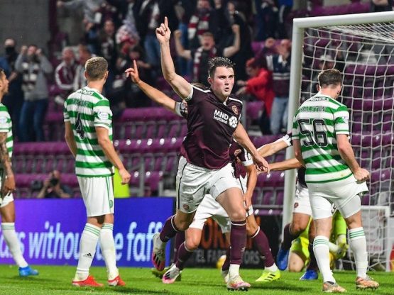 John Souttar Celebrates Scoring Against Celtic