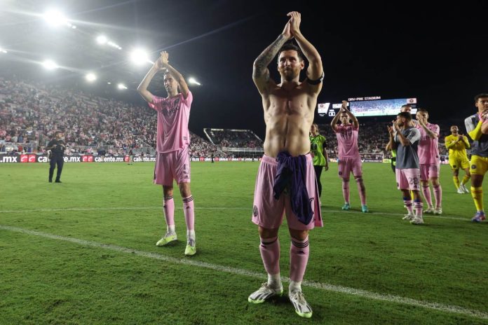 Lionel Messi and Sergio Busquets Celebrating After Inter Miami Win