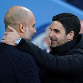 Mikel Arteta Pep Guardiola Manchester City Vs Arsenal