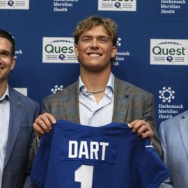 Jaxson Dart Embraces Leadership Role in Giants Rookie Minicamp