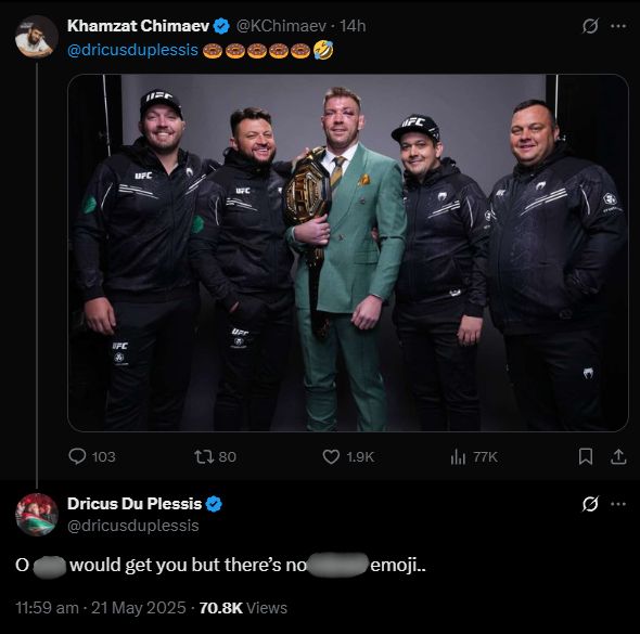 Khamzat Chimaev Dricus Du Plessis Tweets
