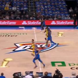 NBA Finals logo on court 2025